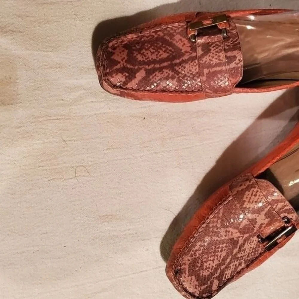 Stuart Weizmann Multicolor Python Embossed Leather Buckle Detail Sz 10 Loafers